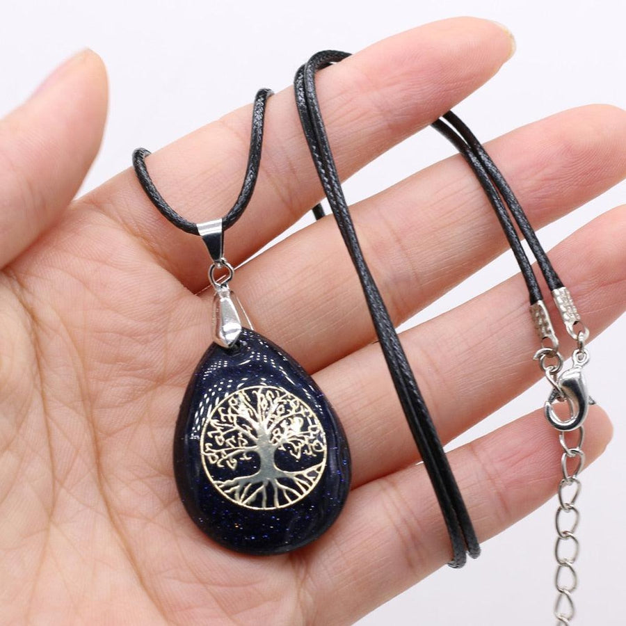 Collier pendentif « arbre de vie » en pierre naturelle