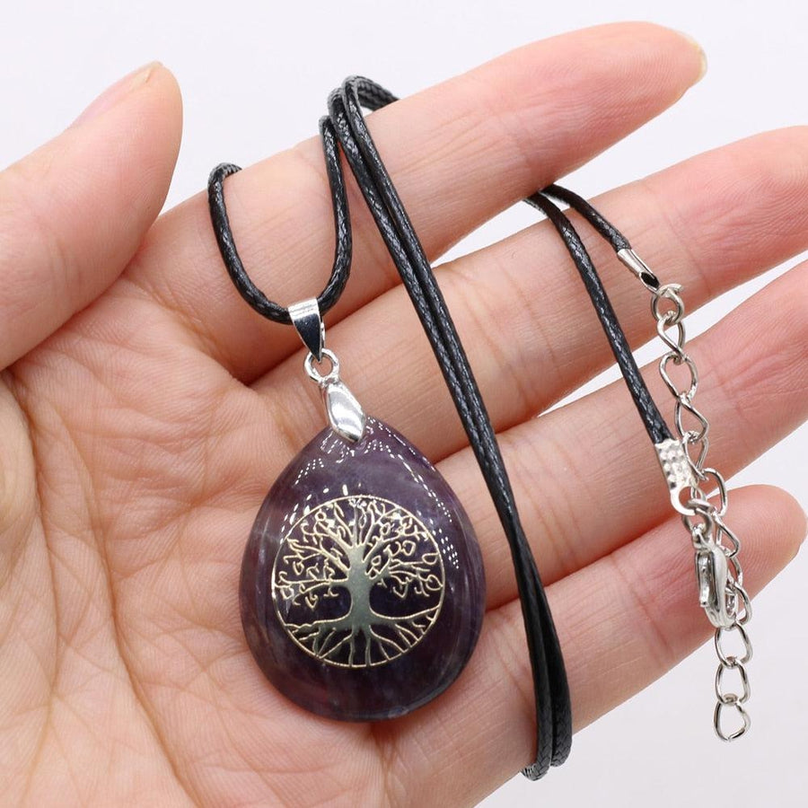 Collier pendentif « arbre de vie » en pierre naturelle