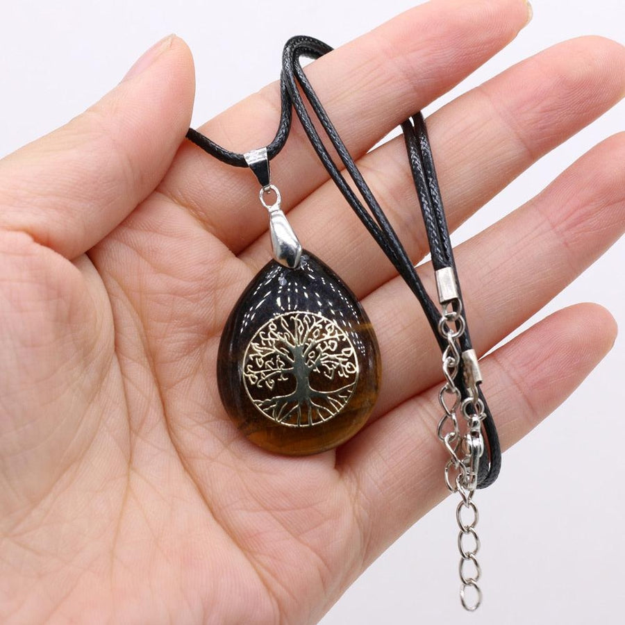 Collier pendentif « arbre de vie » en pierre naturelle