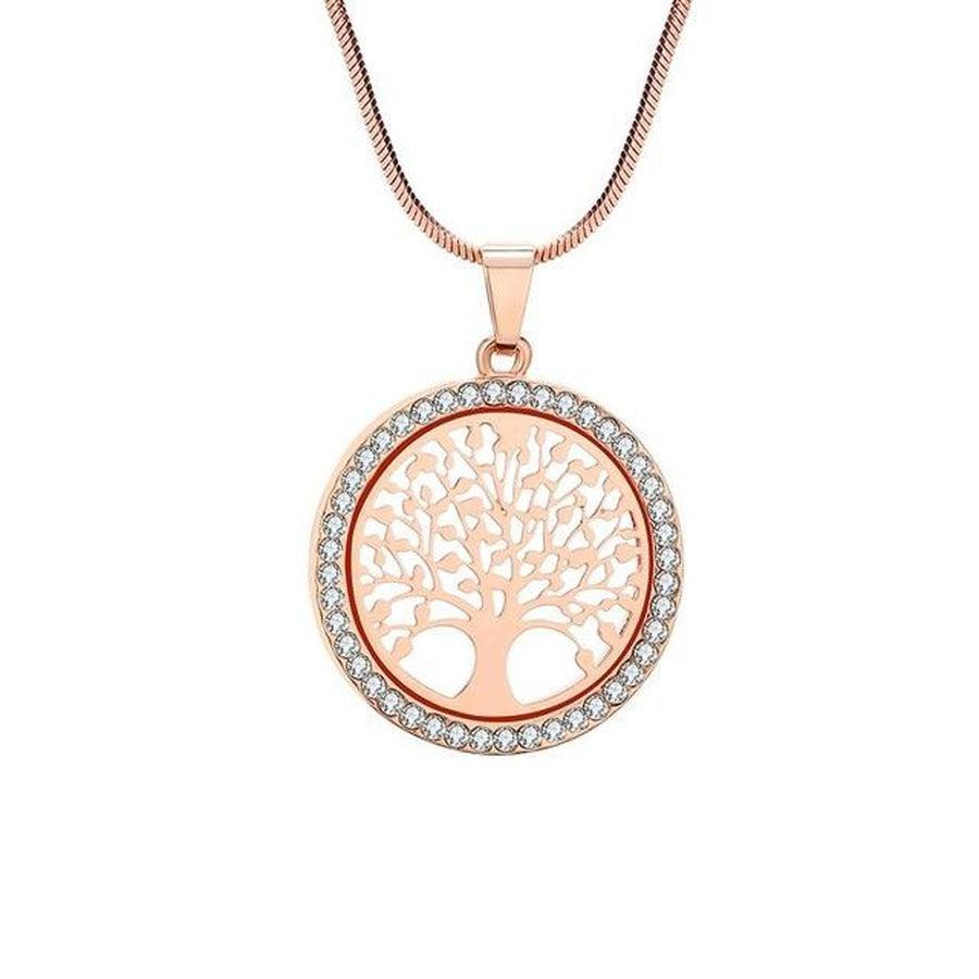 Collier pendentif Arbre de vie et cristal