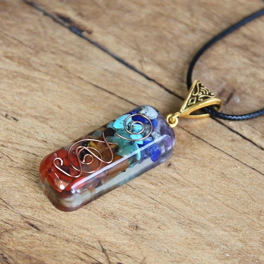 Collier pendentif Orgonite des sept Chakras