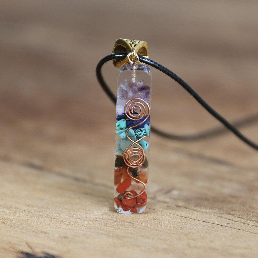 Collier pendentif Orgonite des sept Chakras