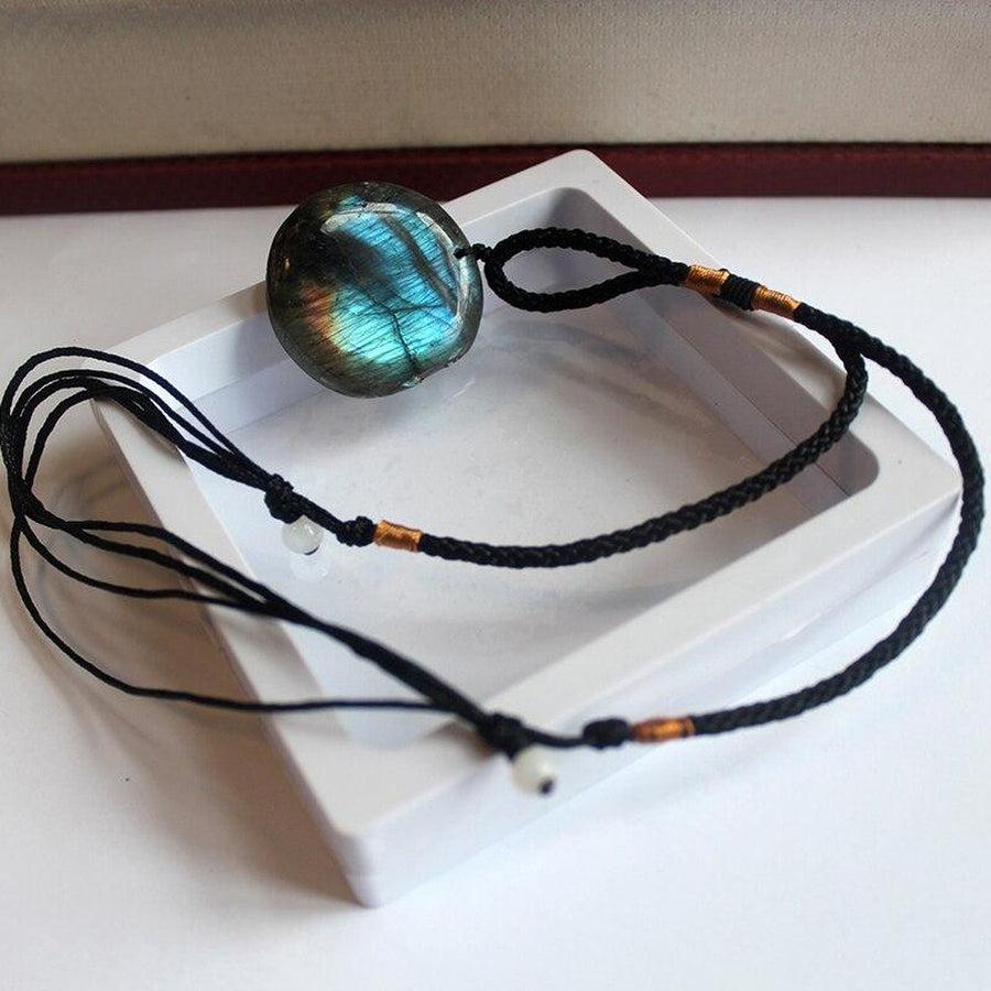 Collier pendentif pierre solitaire en Labradorite