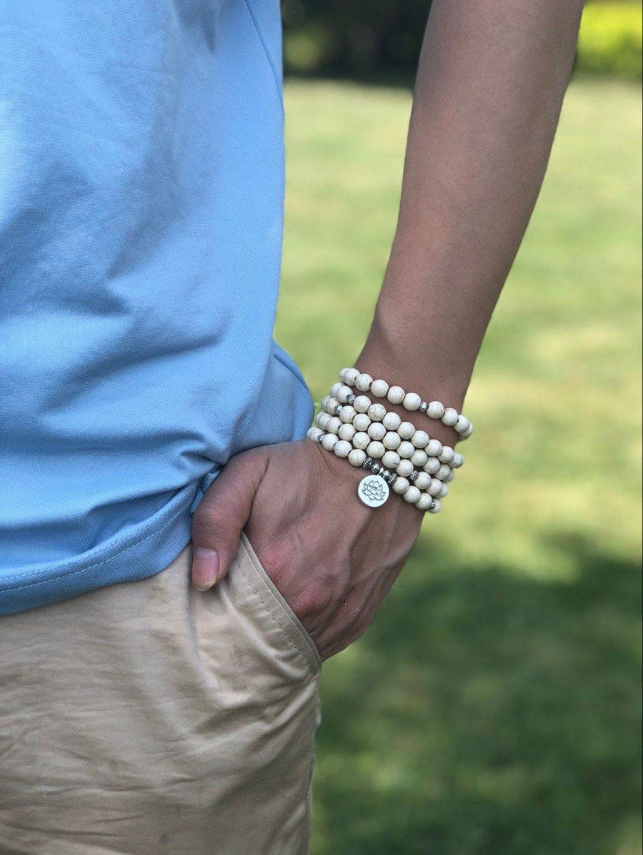 Mala 108 perles en Howlite blanche