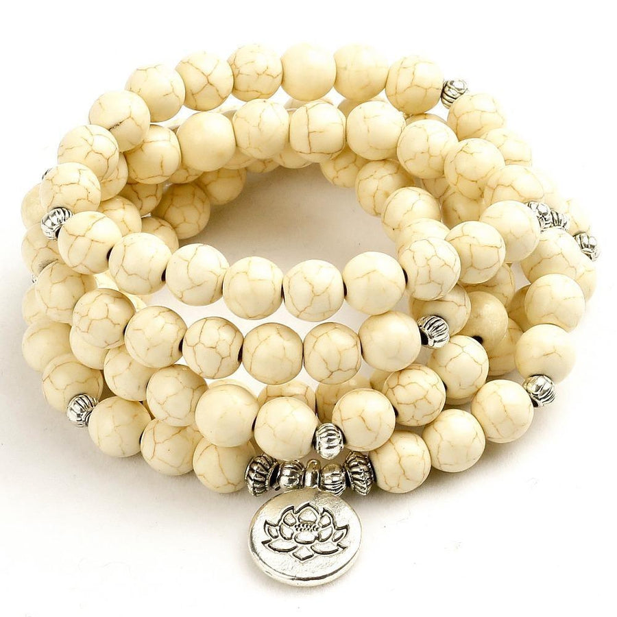 Mala 108 perles en Howlite blanche