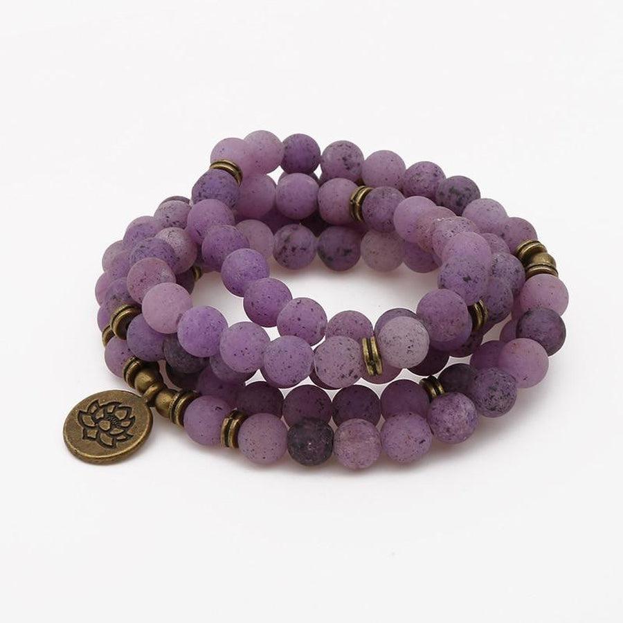 Mala 108 perles en pierres violettes mates