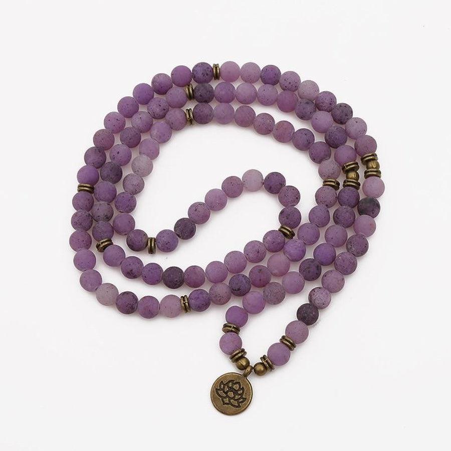 Mala 108 perles en pierres violettes mates
