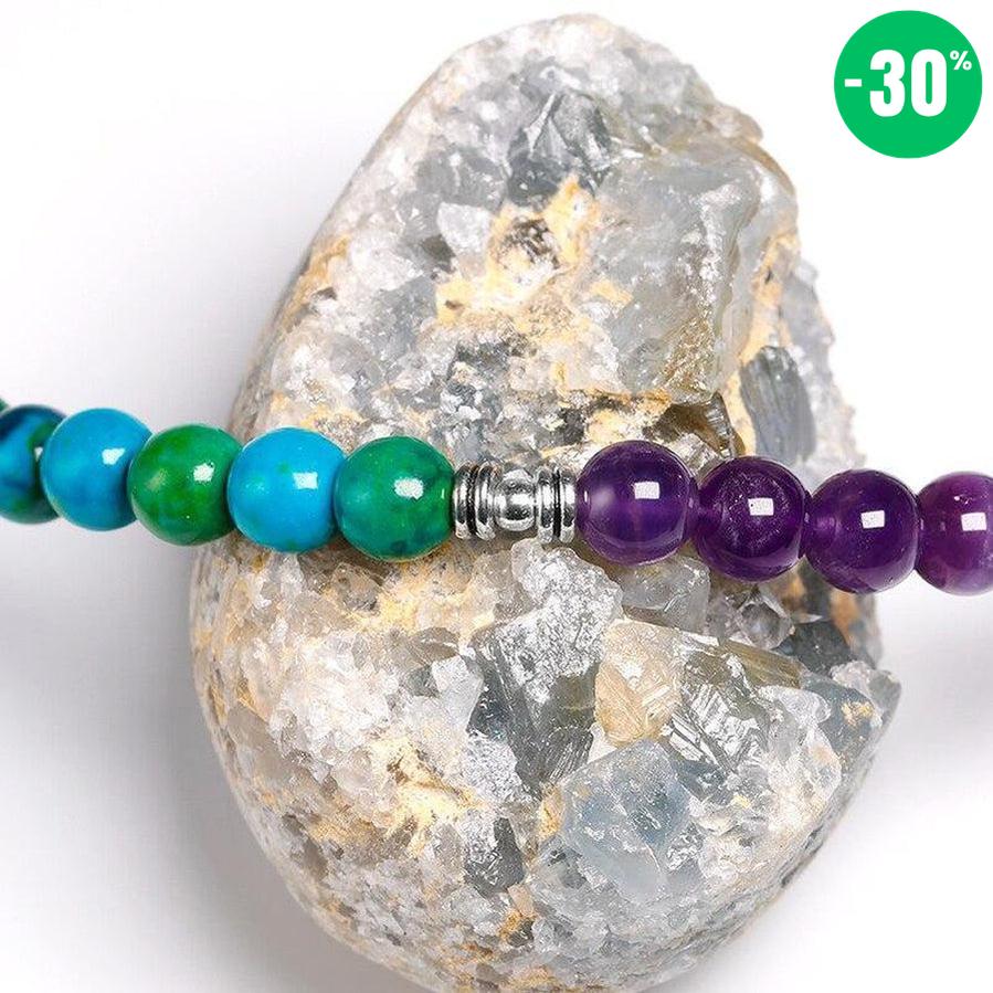 Mala 108 perles «Tranquillité et Apaisement »en Chrysocolla et Améthyste