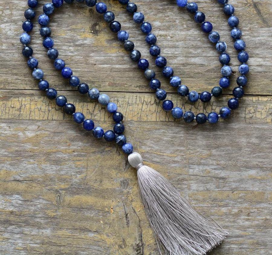 Mala «Compréhension et Savoir» en perles en Sodalite