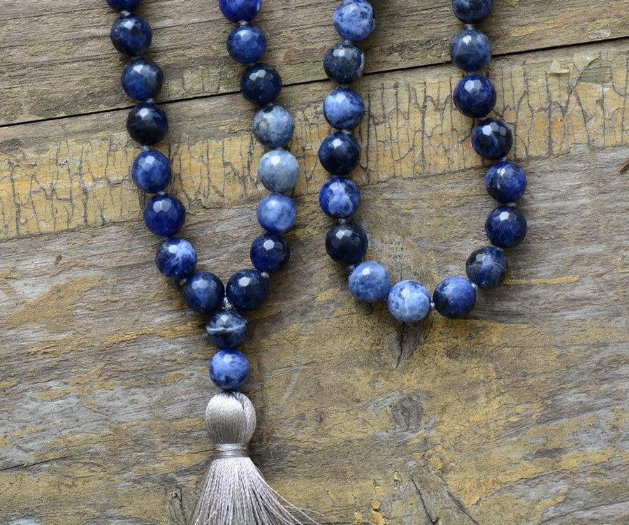 Mala «Compréhension et Savoir» en perles en Sodalite