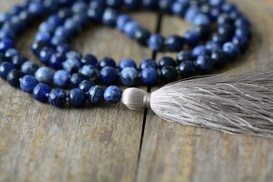 Mala «Compréhension et Savoir» en perles en Sodalite