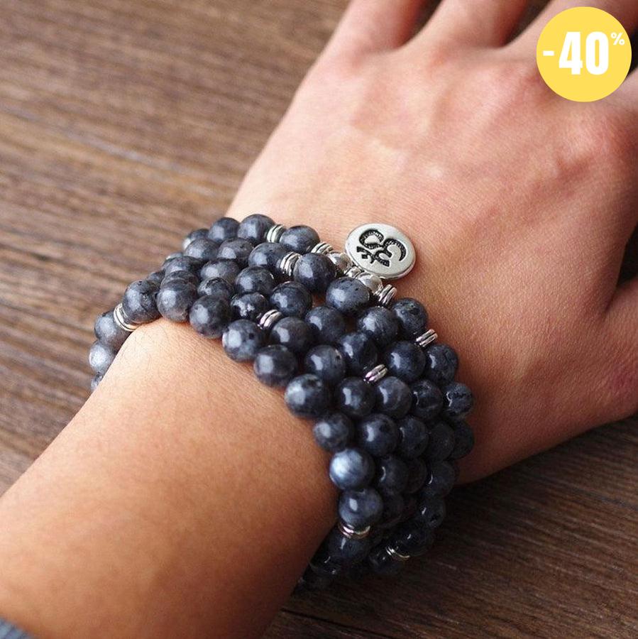 Mala de protection en pierres de labradorite