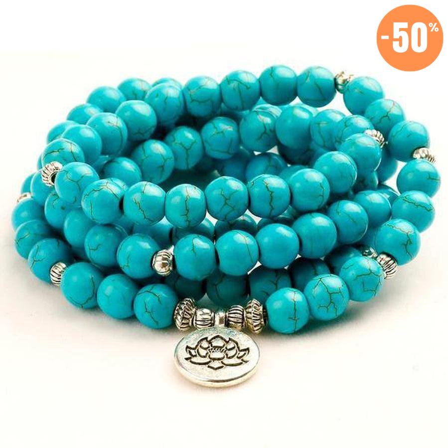 Mala « Fleur de Lotus » en Turquoise véritable