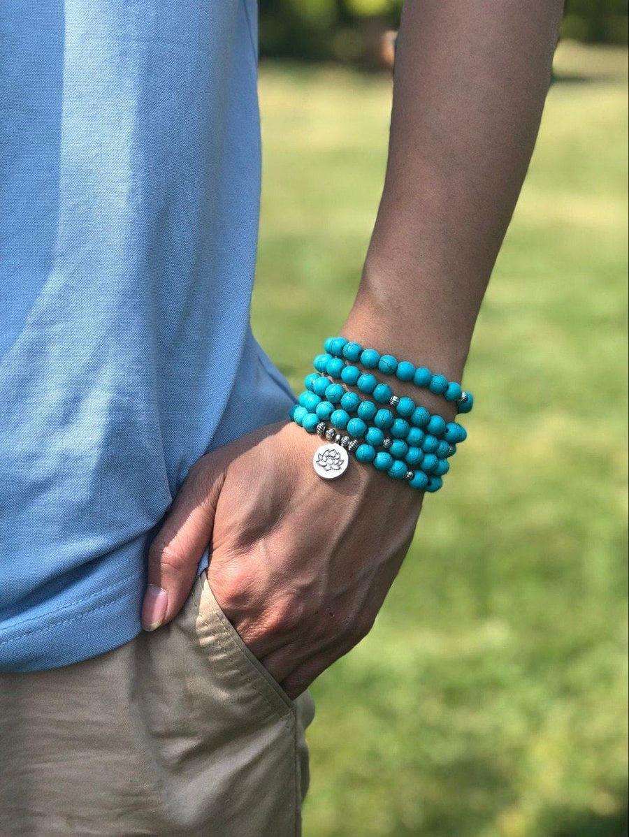 Mala « Fleur de Lotus » en Turquoise véritable