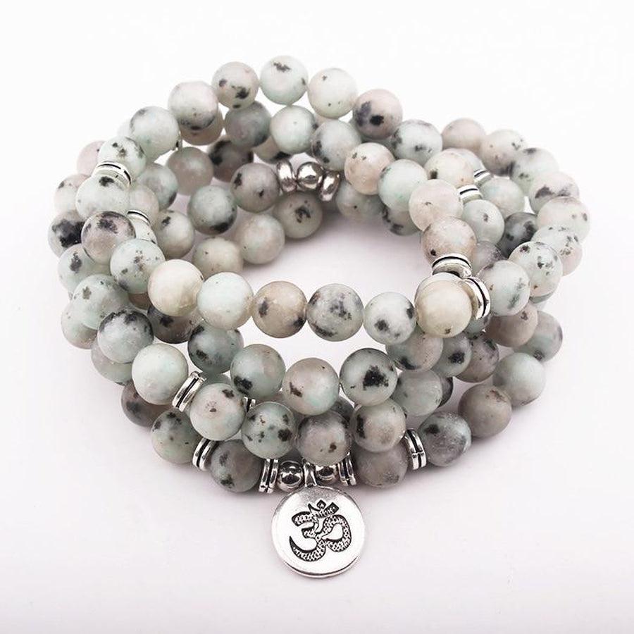 Mala «méditation» 108 perles en pierres mouchetées