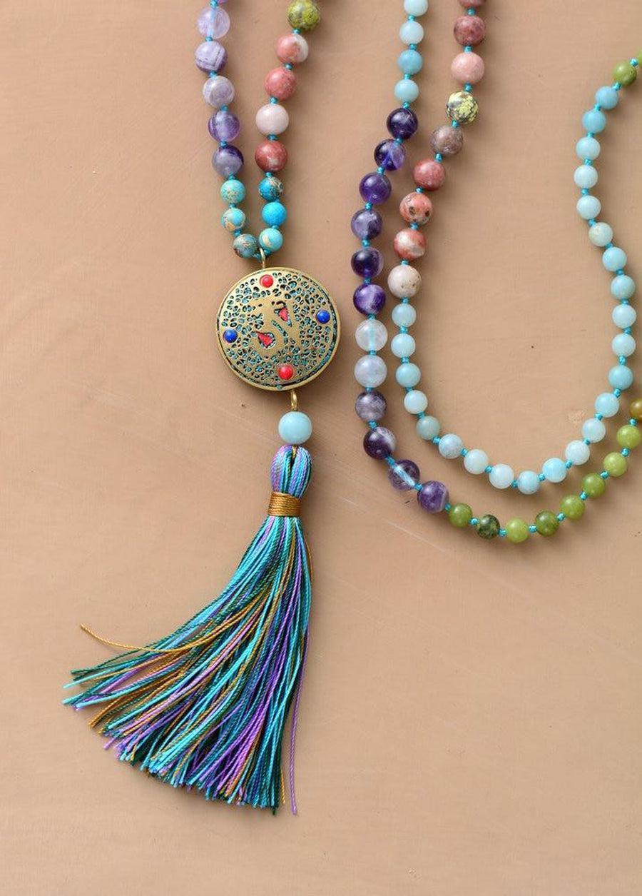 Mala «Zenitude» 108 perles et son pompon multicolore