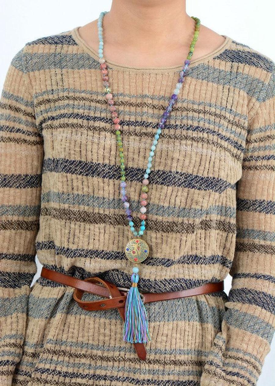 Mala «Zenitude» 108 perles et son pompon multicolore