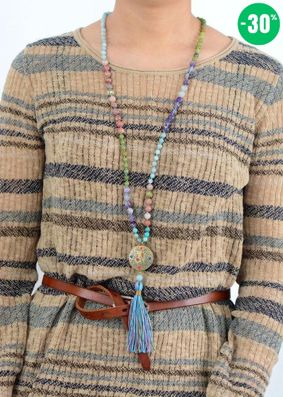 Mala «Zenitude» 108 perles et son pompon multicolore