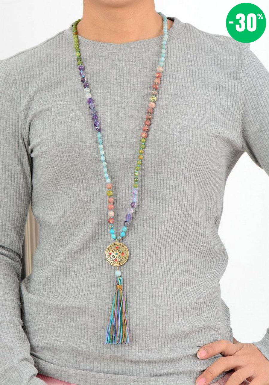 Mala «Zenitude» 108 perles et son pompon multicolore