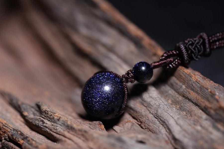 Pendentif boules en gré bleu