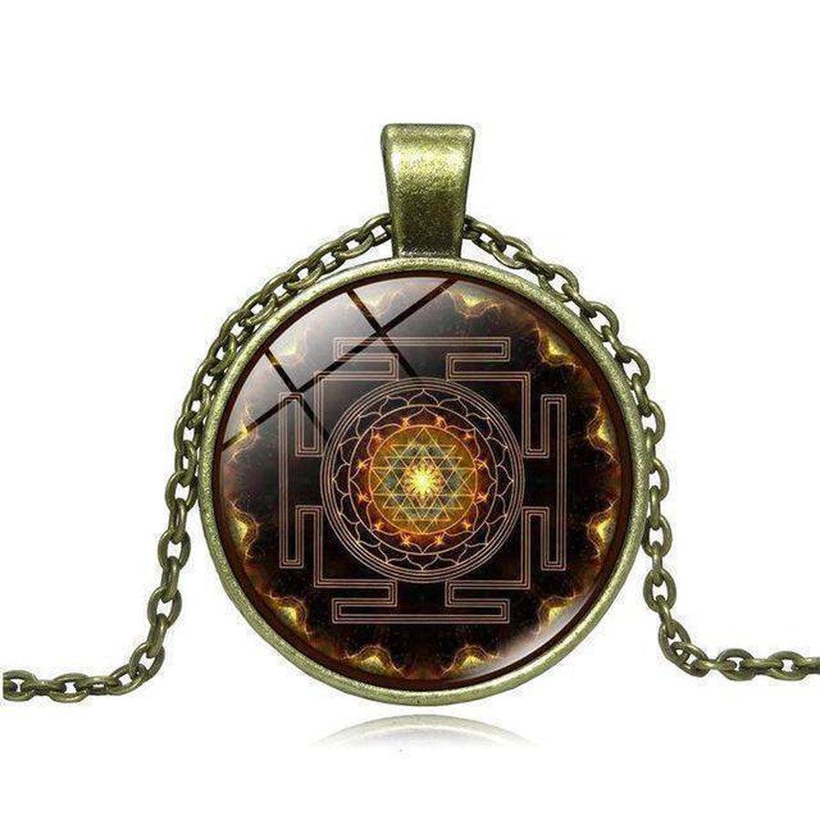 Pendentif en verre géométrie sacré Sri Yantra