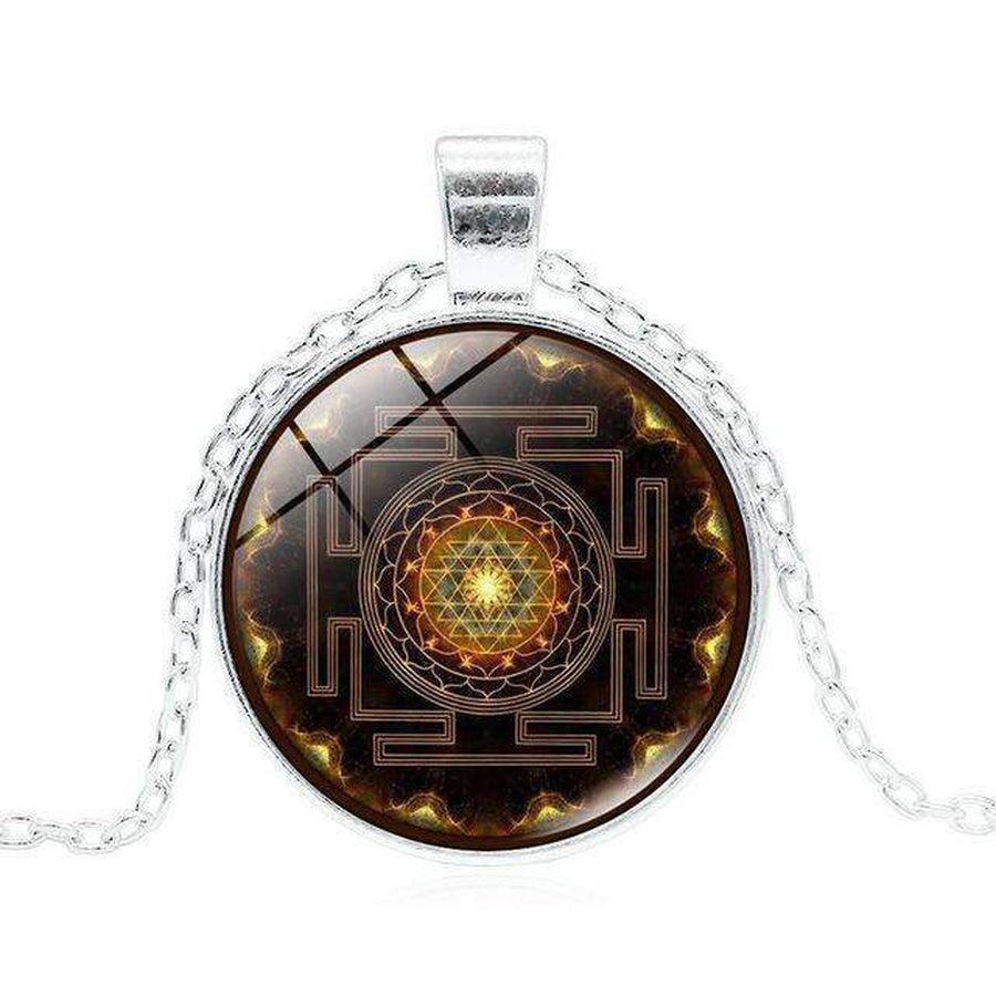Pendentif en verre géométrie sacré Sri Yantra