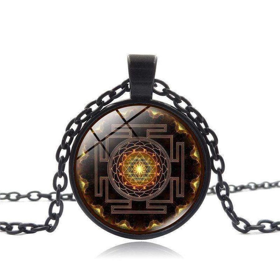 Pendentif en verre géométrie sacré Sri Yantra