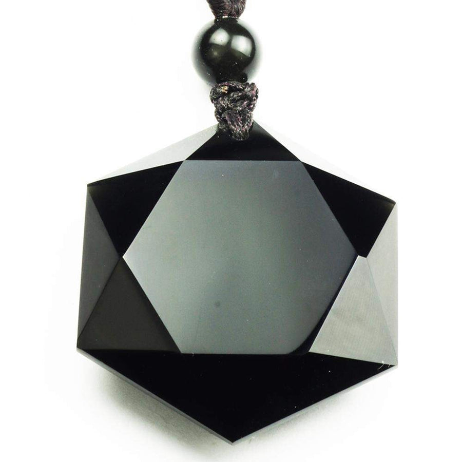 Pendentif etoile de david en obsidienne noire