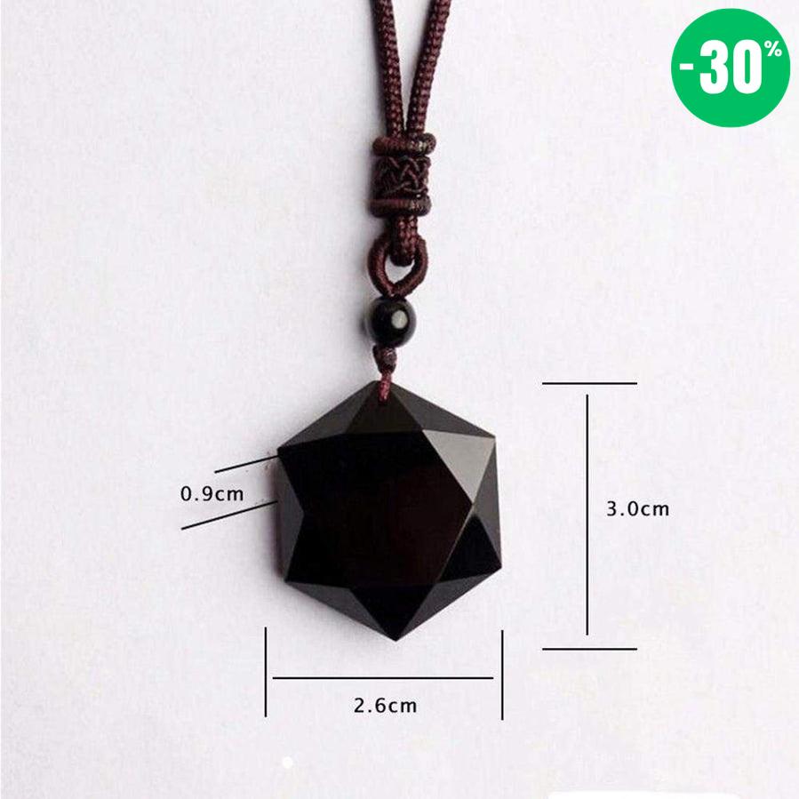 Pendentif etoile de david en obsidienne noire