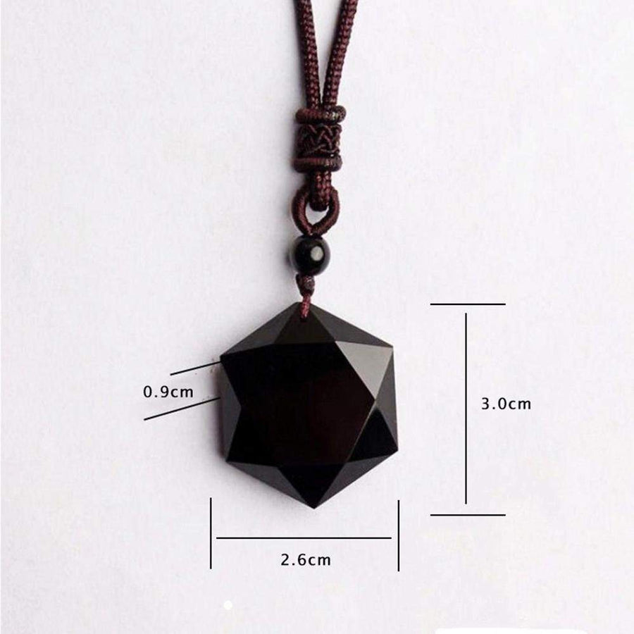 Pendentif etoile de david en obsidienne noire