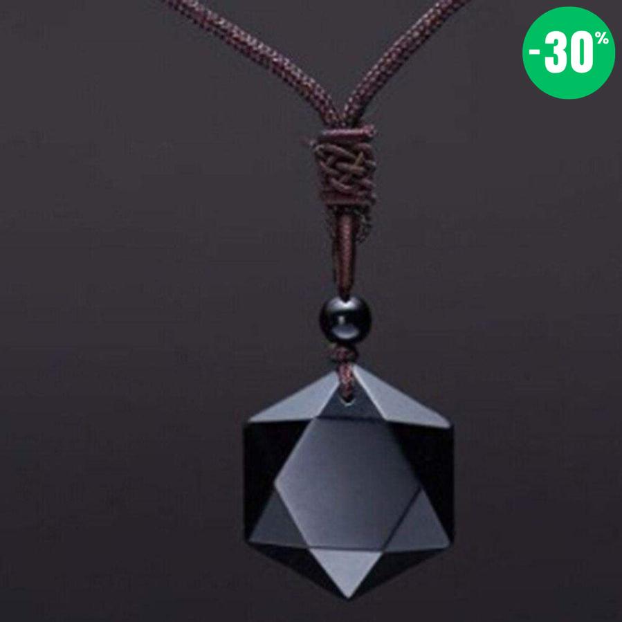 Pendentif etoile de david en obsidienne noire