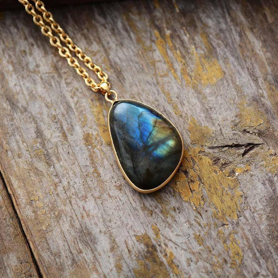 Pendentif larme en Labradorite naturelle