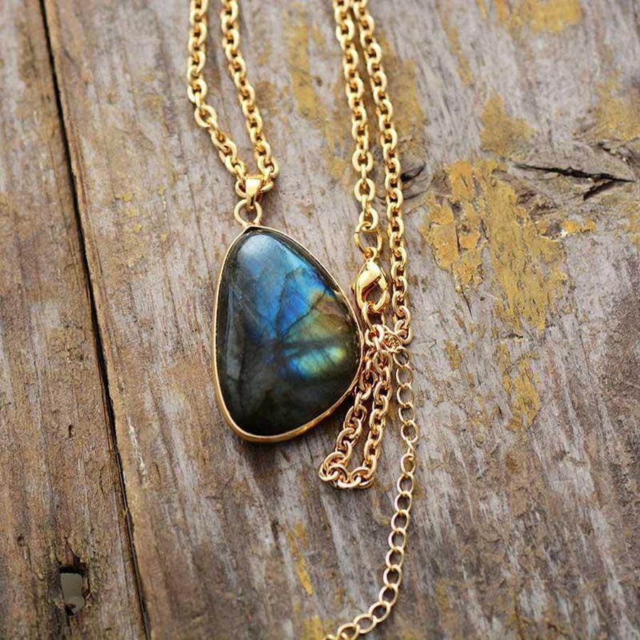 Pendentif larme en Labradorite naturelle