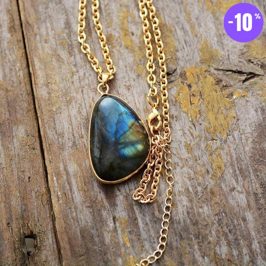Pendentif larme en Labradorite naturelle