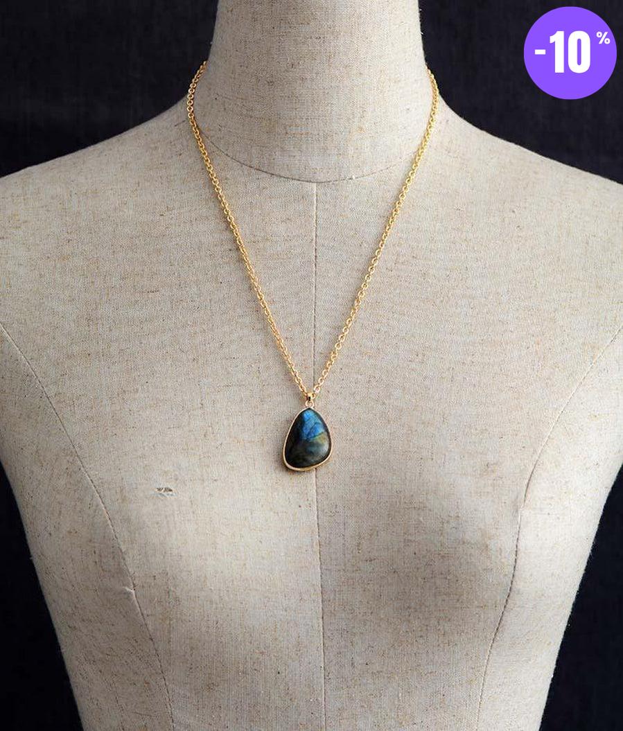 Pendentif larme en Labradorite naturelle