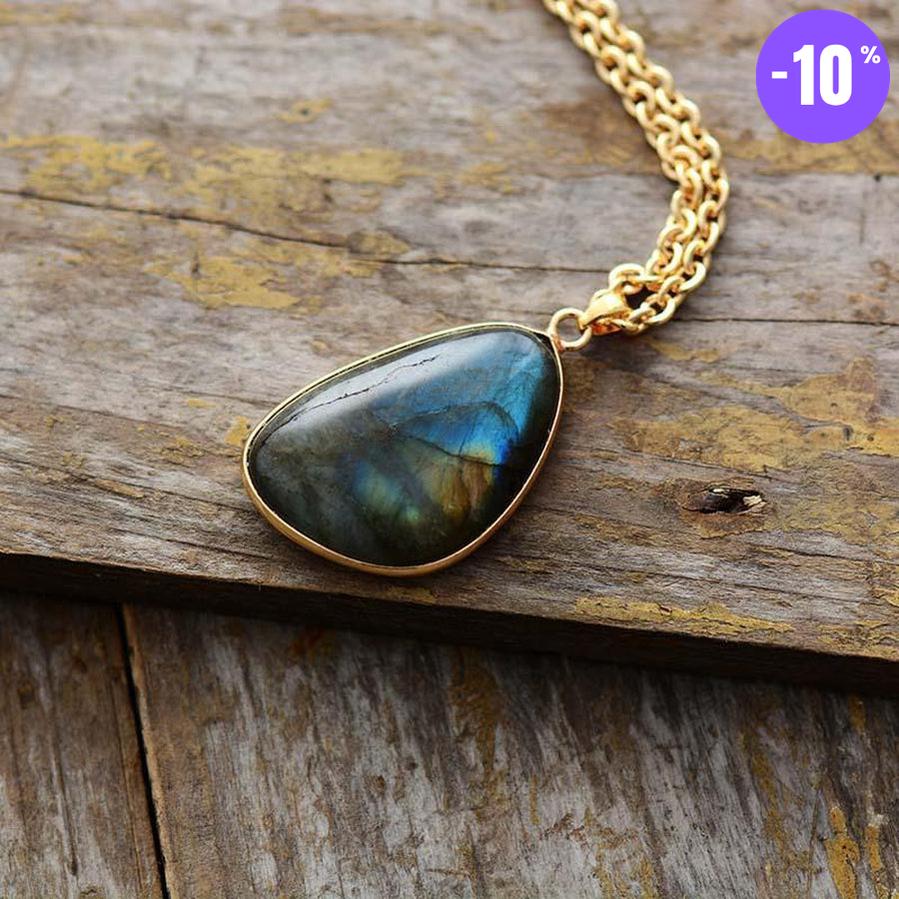 Pendentif larme en Labradorite naturelle