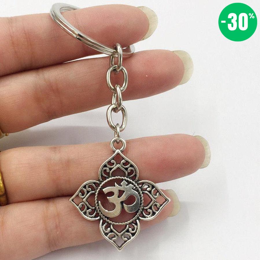Porte-clés de protection Fleur de Lotus et symbole « Om »