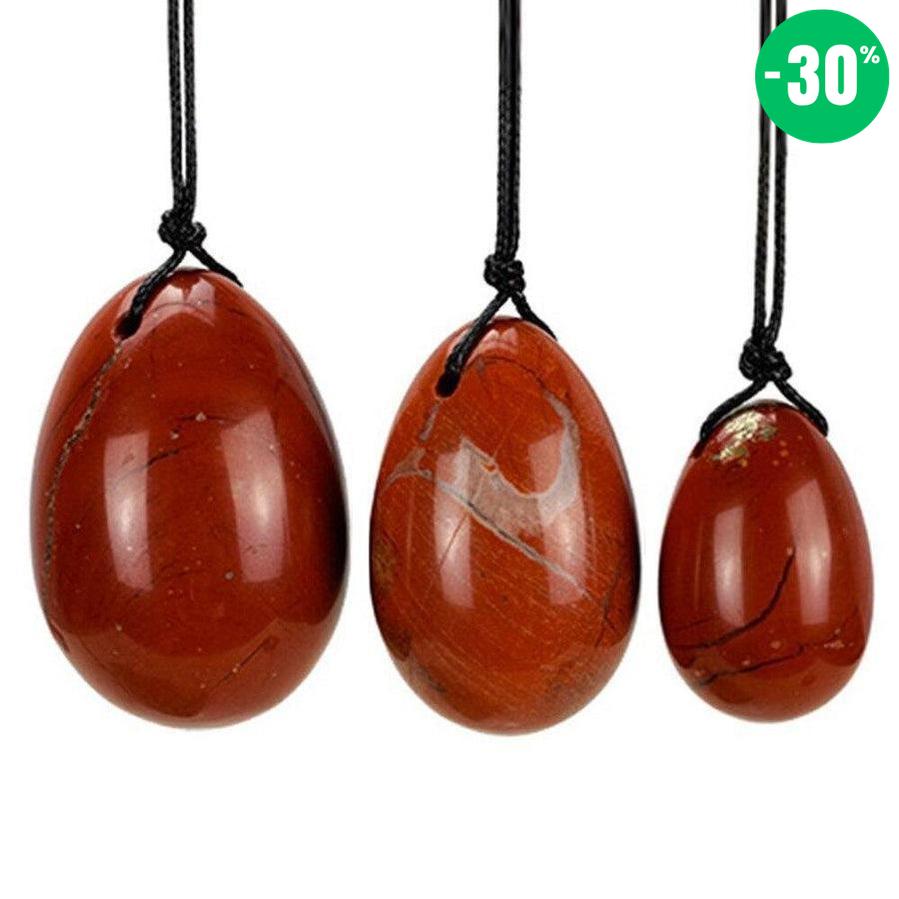 Set de 3 Œufs de Yoni en Jaspe Rouge
