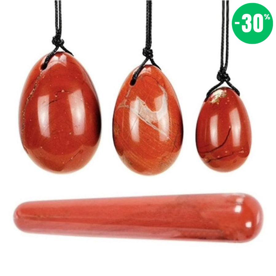 Set de 3 Œufs de Yoni en Jasper Rouge