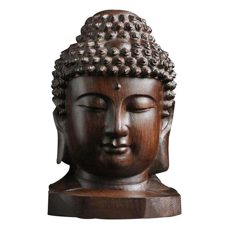 Tête de Bouddha en bois d'acajou