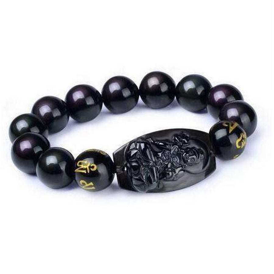 Vitalité et Energie - Bracelet Bouddha en obsidienne noire