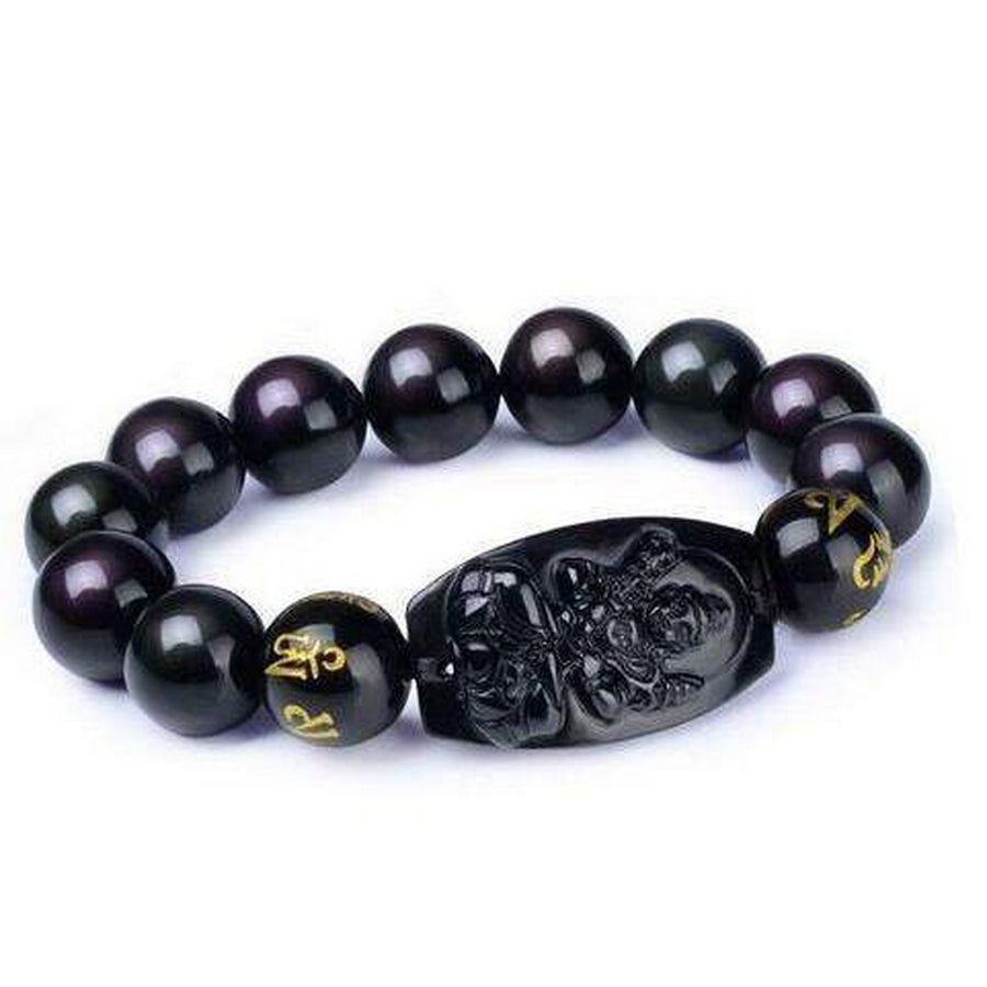 Vitalité et Energie - Bracelet Bouddha en obsidienne noire