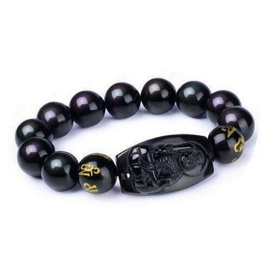 Vitalité et Energie - Bracelet Bouddha en obsidienne noire