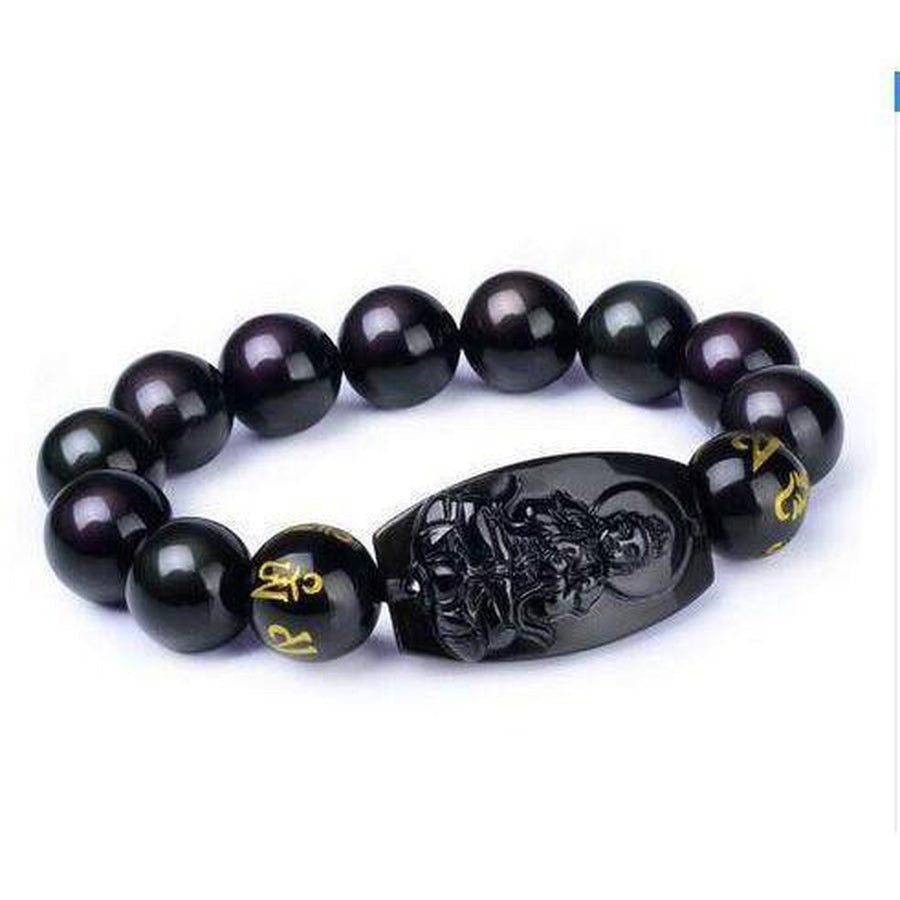 Vitalité et Energie - Bracelet Bouddha en obsidienne noire